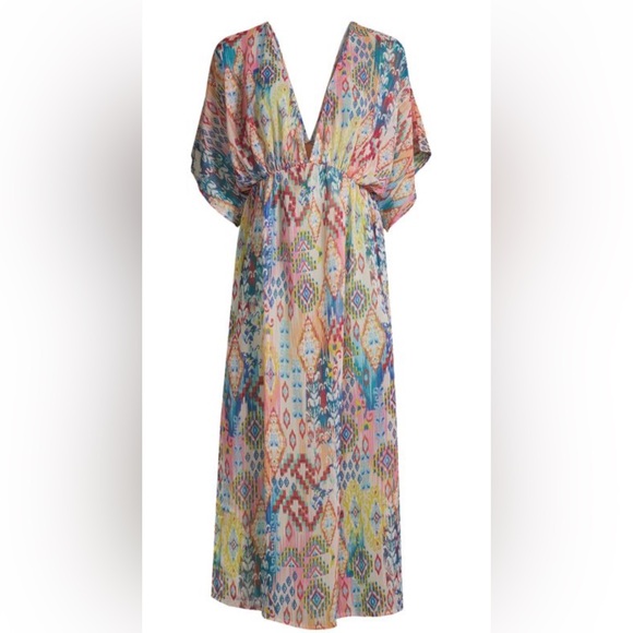 TRUE DESTINATIONS Aztec-Print Maxi Cover-Up Dress - Picture 3 of 7